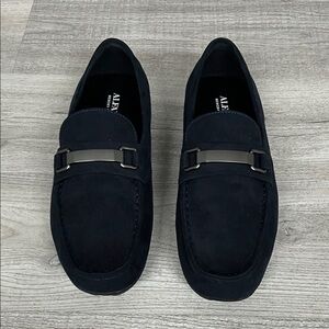 Alfani Men's Navy Suade Loafers with Silver Metal Accent Memory Foam